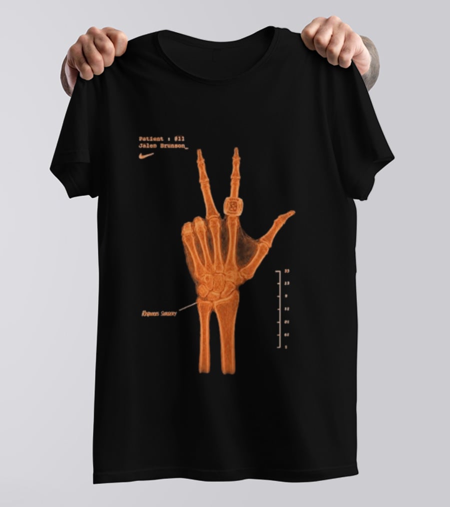 New York Knicks Jalen Brunson X Ray Nike 13 Wrist Surgery T-Shirt