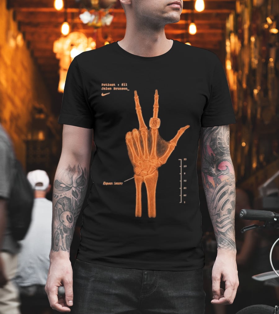 New York Knicks Jalen Brunson X Ray Nike 13 Wrist Surgery T-Shirt