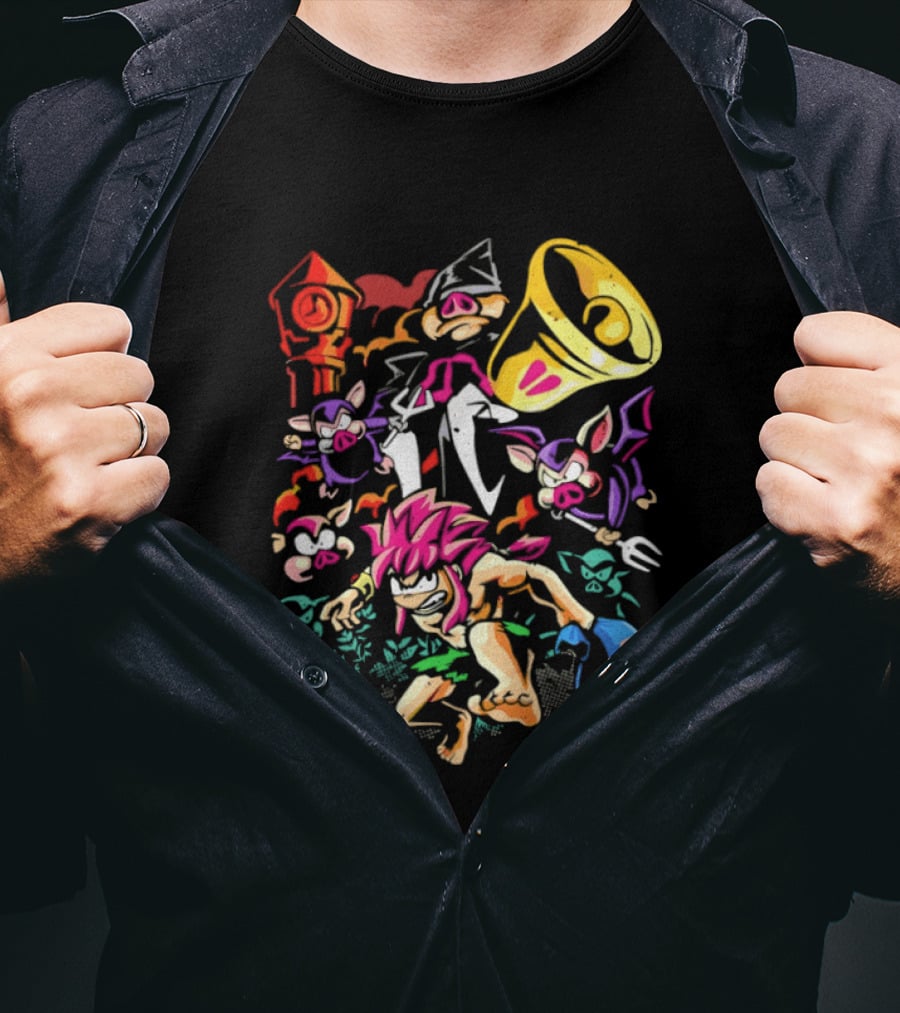 I Was Made For Biting You Pig Demon Tower Chrono Kid Bats And Horns T-Shirt