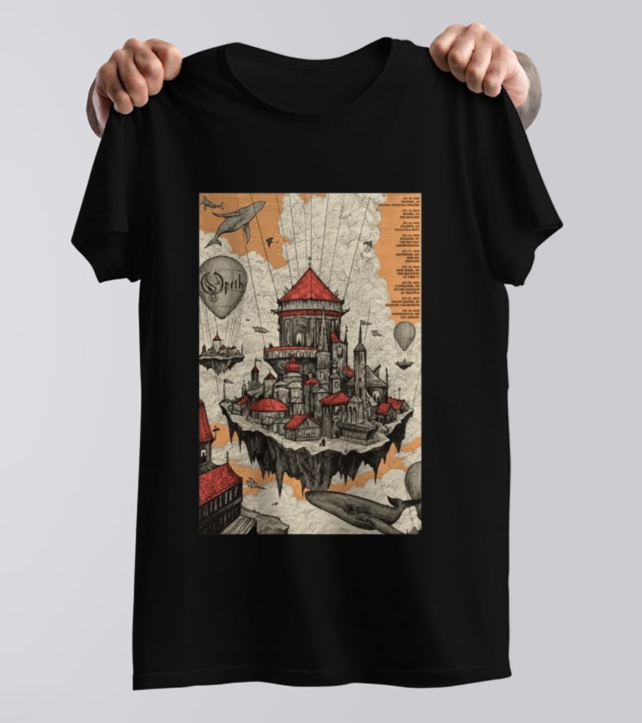 Opeth 2026 Summer Tour Exclusive Floating City With Whales And Balloons T-Shirt