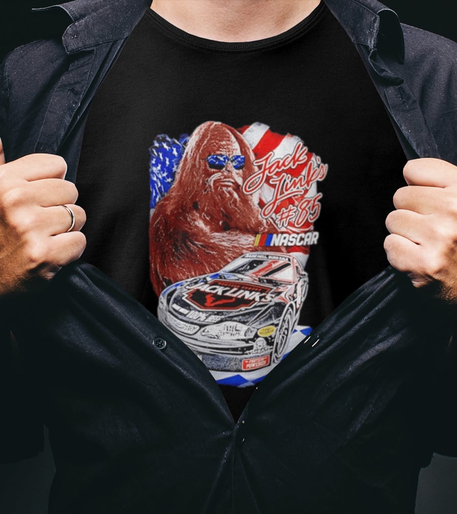 Jack Link's Bigfoot #85 NASCAR American Flag Non Vegan T-Shirt