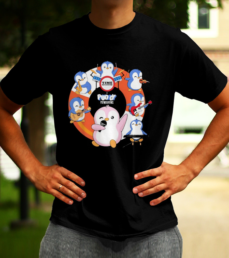 Pudgy Penguins Time Machine Band Musical Penguins Party T-Shirt