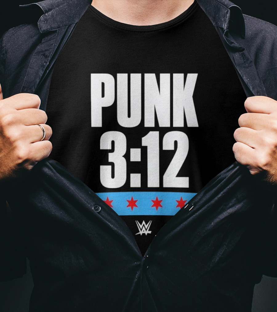 Punk 3 12 WWE CM Punk Wrestling Star Logo Four Red Stars T-Shirt