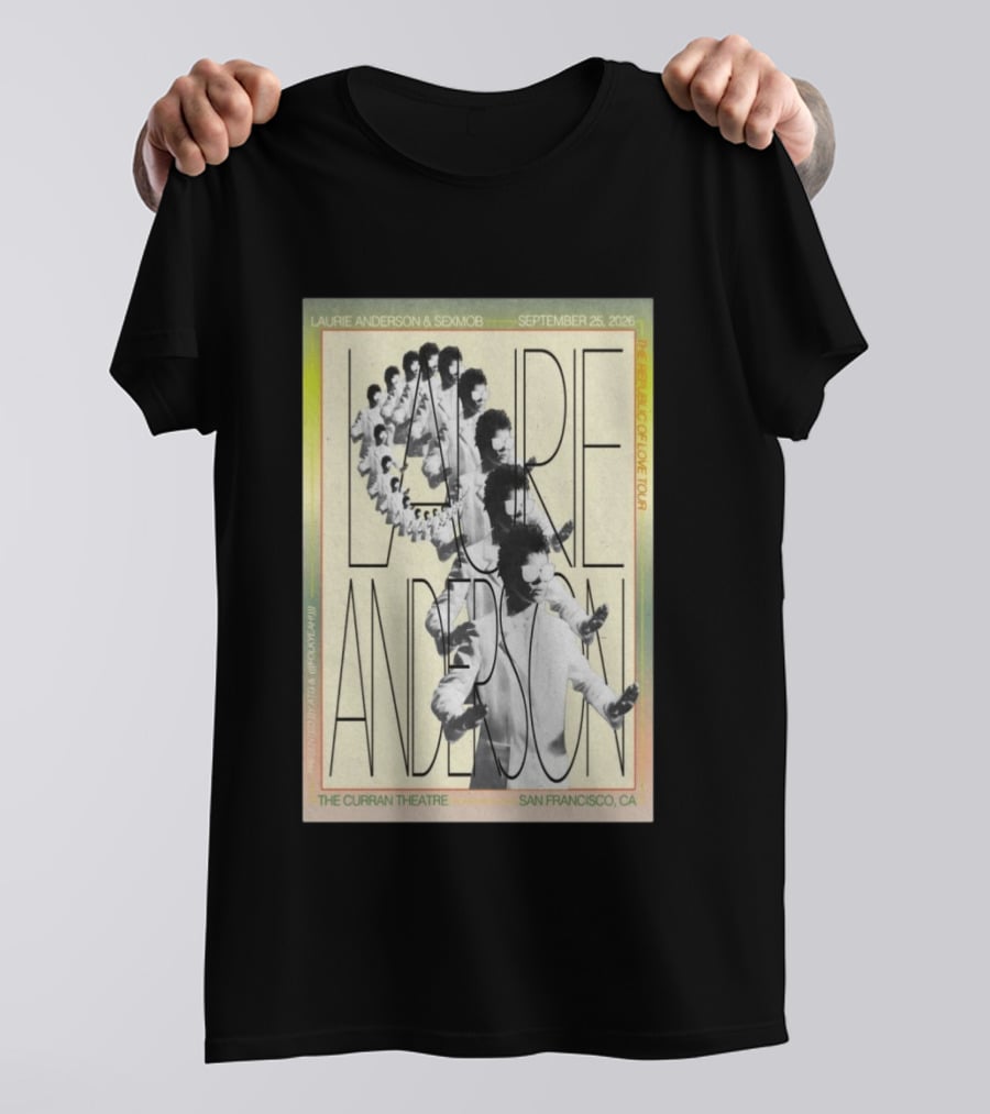 Laurie Anderson Curran Theatre September 25 2026 San Francisco Vaporwave Block Of Love Tour Sexmob T-Shirt