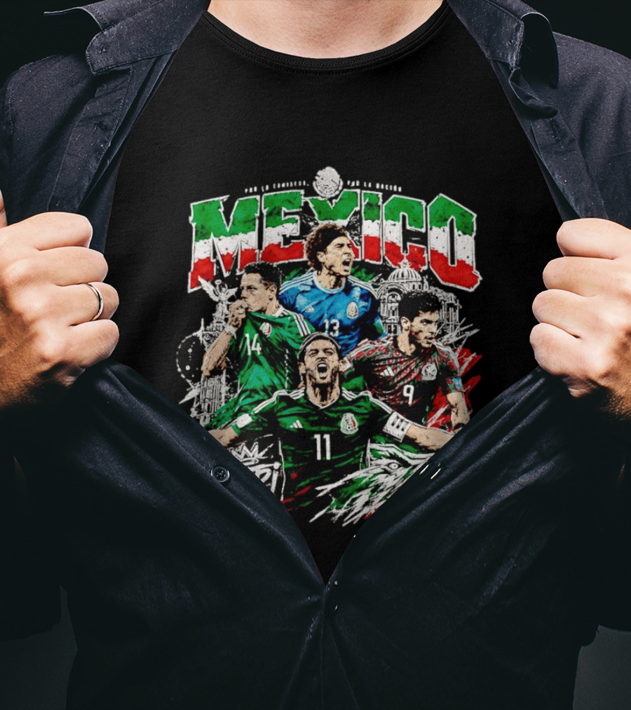 Mexico El Tri Siempre Soccer Players 14 13 9 11 Mexican Flag T-Shirt
