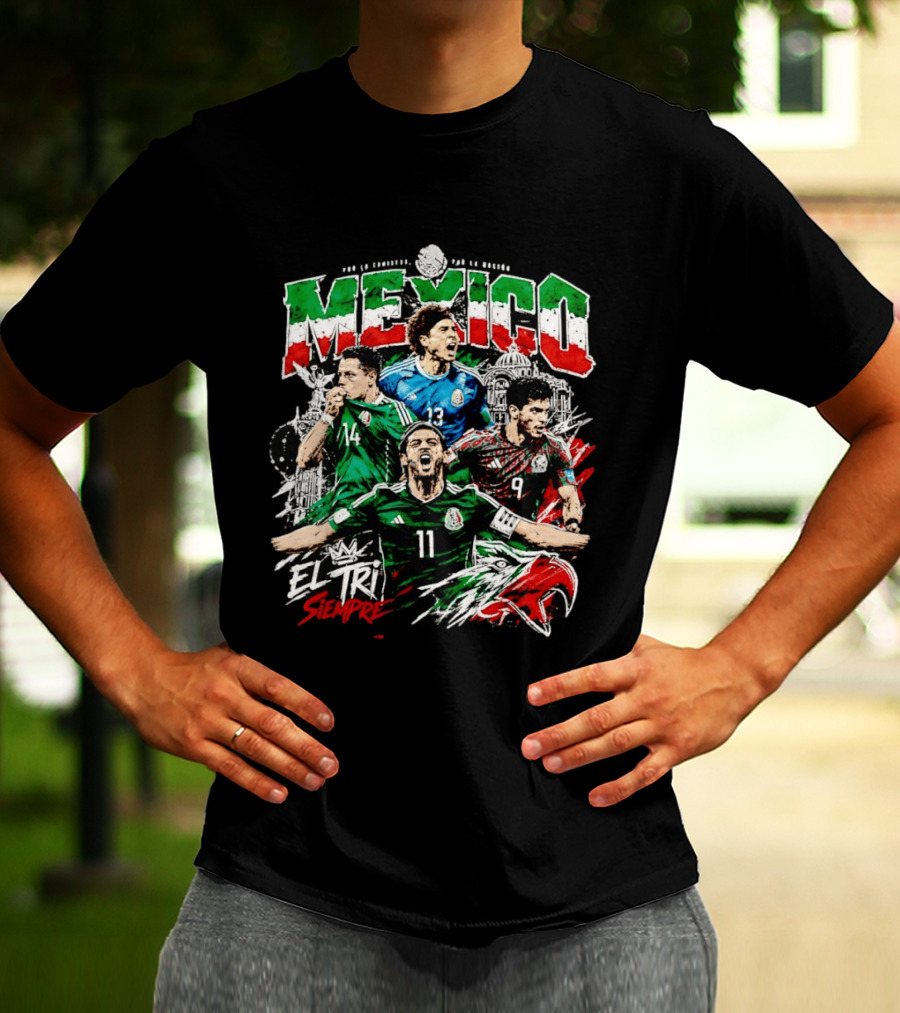 Mexico El Tri Siempre Soccer Players 14 13 9 11 Mexican Flag T-Shirt