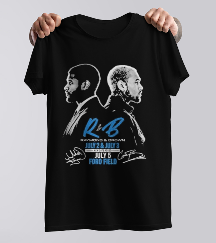 Detroit Lions Usher Raymond & Chris Brown 2026 The R&B Tour T-Shirt