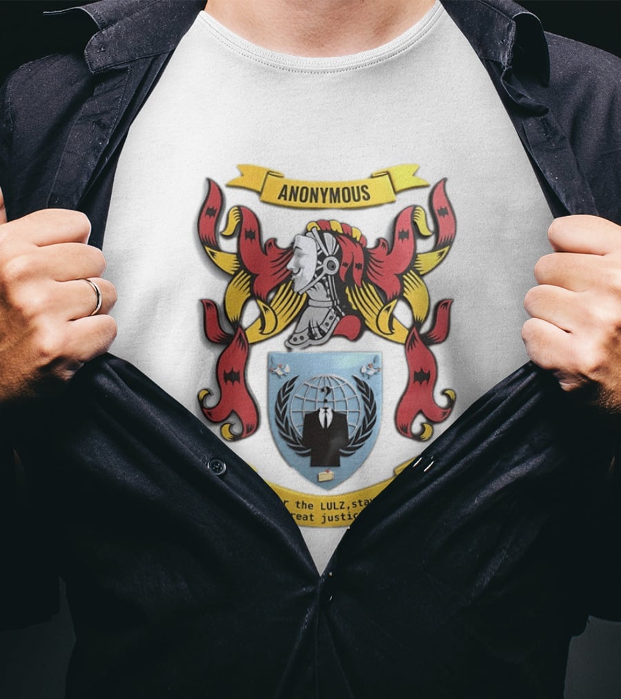 Anonymous Coat Of Arms Came For The Lulz Stayed For Great Justice T-Shirt