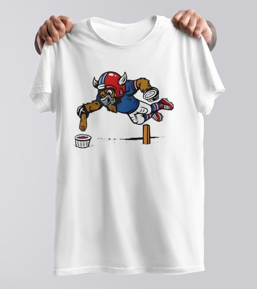 Buffalo Bills Pizza Logs Football Jumping Buffalo With Helmet And Snack T-Shirt