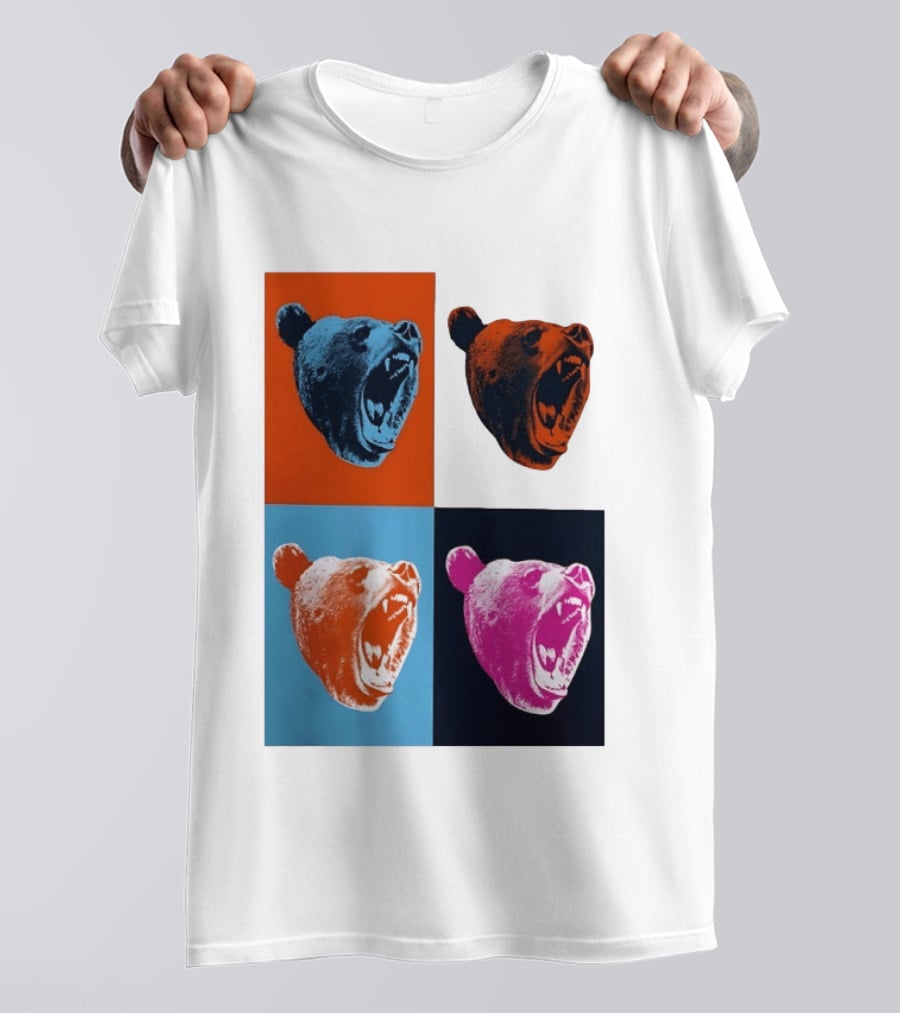 Chicago Bears 2026 Draft Party Pop Art Bear Heads Color Variations T-Shirt