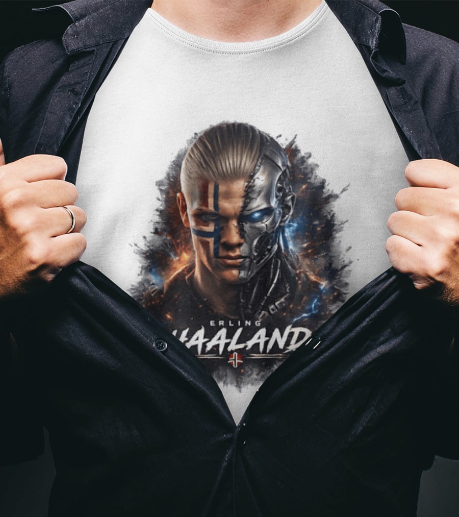 Erling Haaland Cyborg Manchester City Nordic Warrior T-Shirt
