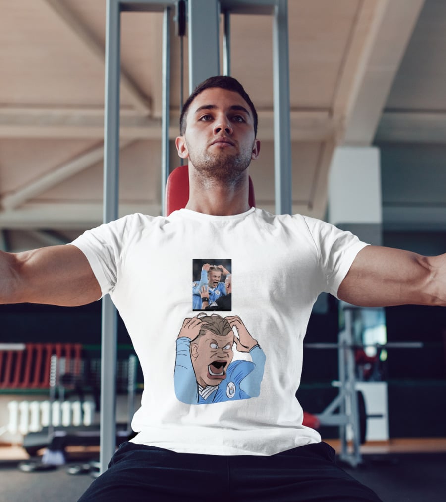 Erling Haaland Frustrated Screaming Football Cartoon Referee Reaction T-Shirt