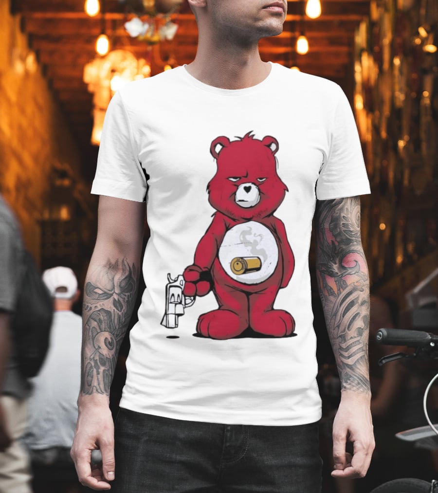 Red Bear With Revolver .38 Special Bullet Smoke T-Shirt