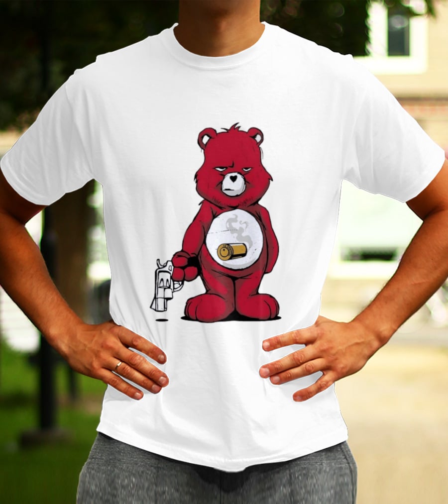 Red Bear With Revolver .38 Special Bullet Smoke T-Shirt