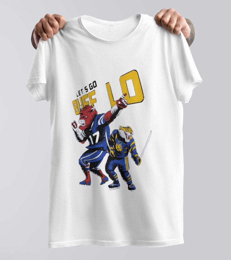 Let's Go Buffalo 17 Distressed Sports Mascots Football And Hockey T-Shirt