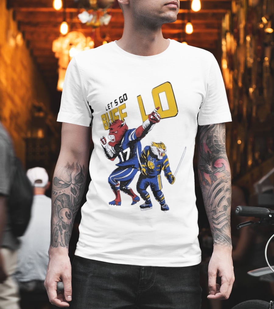 Let's Go Buffalo 17 Distressed Sports Mascots Football And Hockey T-Shirt