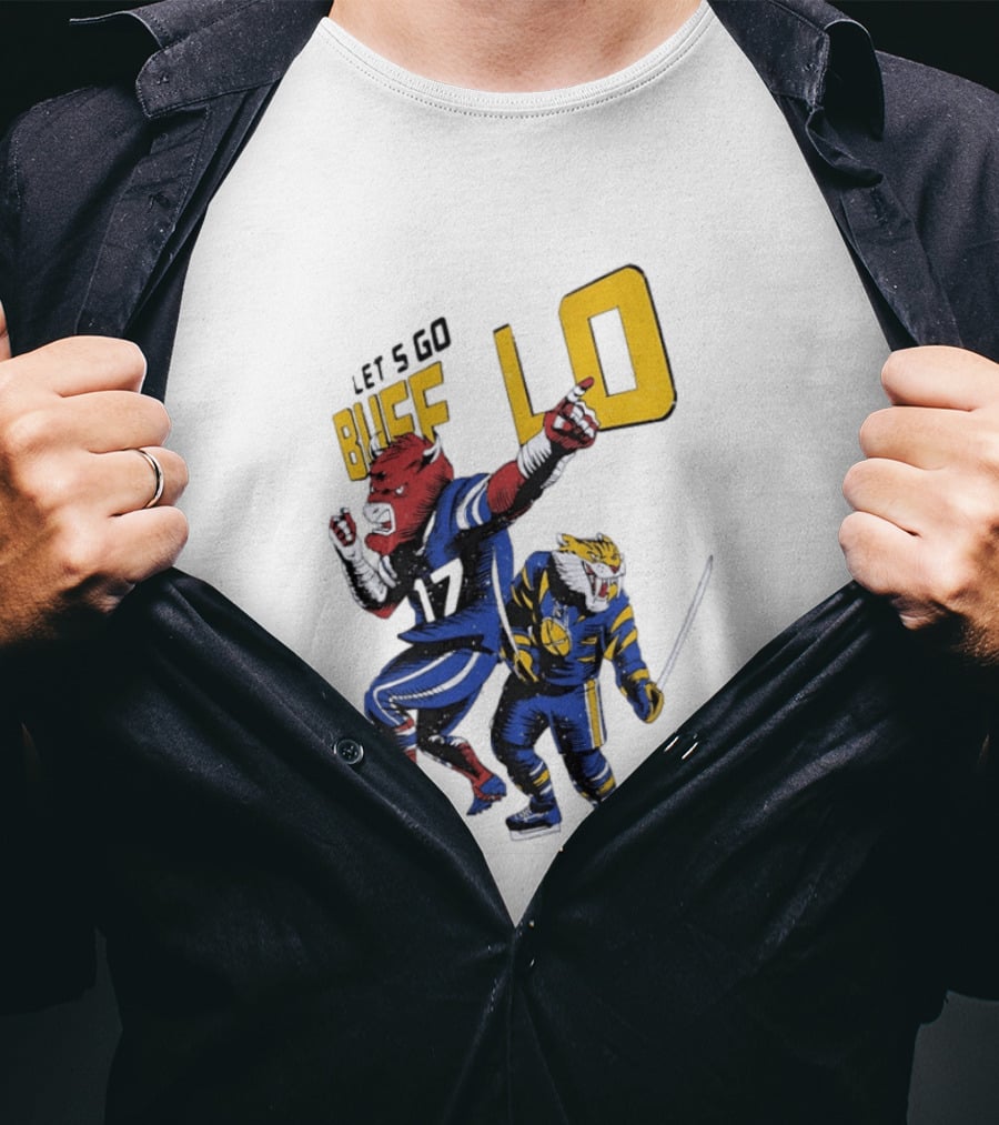 Let's Go Buffalo 17 Distressed Sports Mascots Football And Hockey T-Shirt