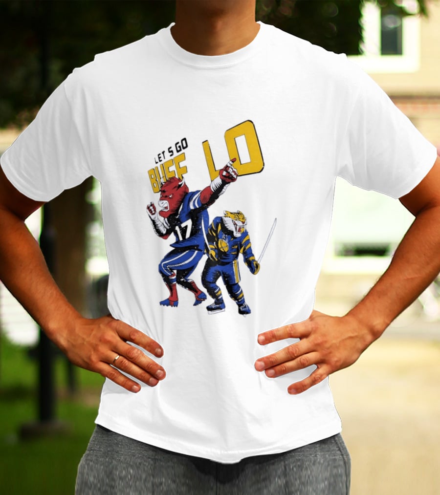 Let's Go Buffalo 17 Distressed Sports Mascots Football And Hockey T-Shirt