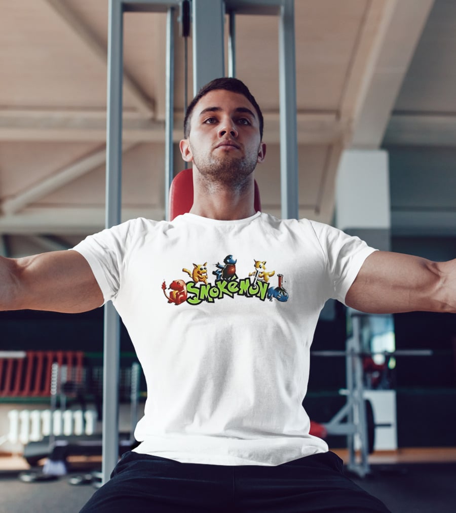 Smokemon Characters Smoking Parody With Pikachu Charmander Squirtle And Eevee T-Shirt