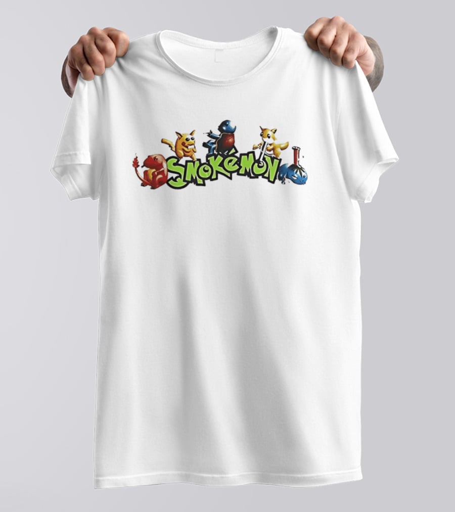 Smokemon Characters Smoking Parody With Pikachu Charmander Squirtle And Eevee T-Shirt