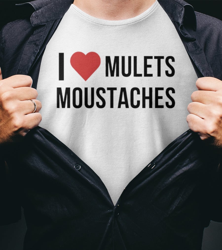 I Heart Mullets Moustaches T-Shirt
