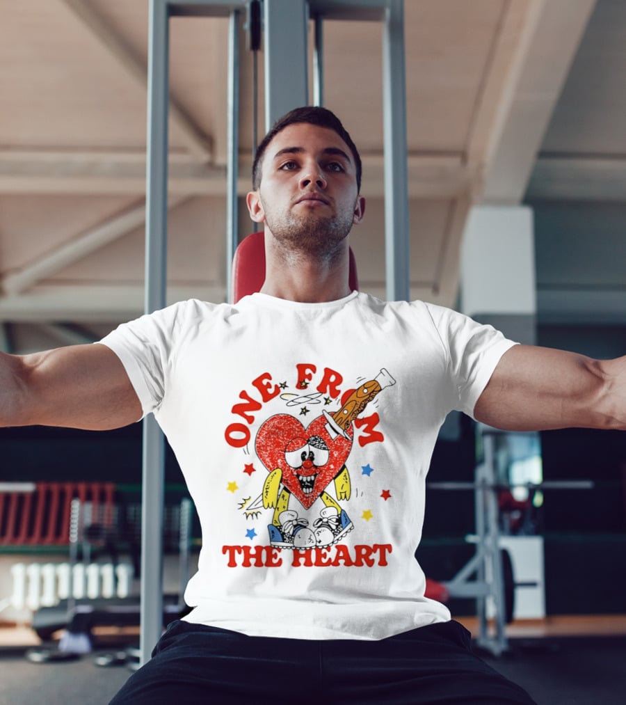 One From The Heart Love Cartoon Heart With Knife And Colorful Stars T-Shirt