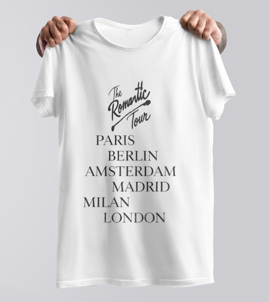The Romantic Tour Paris Berlin Amsterdam Madrid Milan London European Cities List T-Shirt