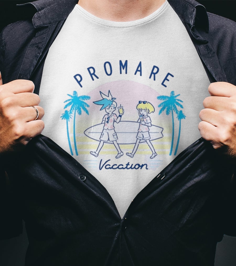 Promare Vacation Galo Thymos Lio Fotia Anime Beach Scene T-Shirt