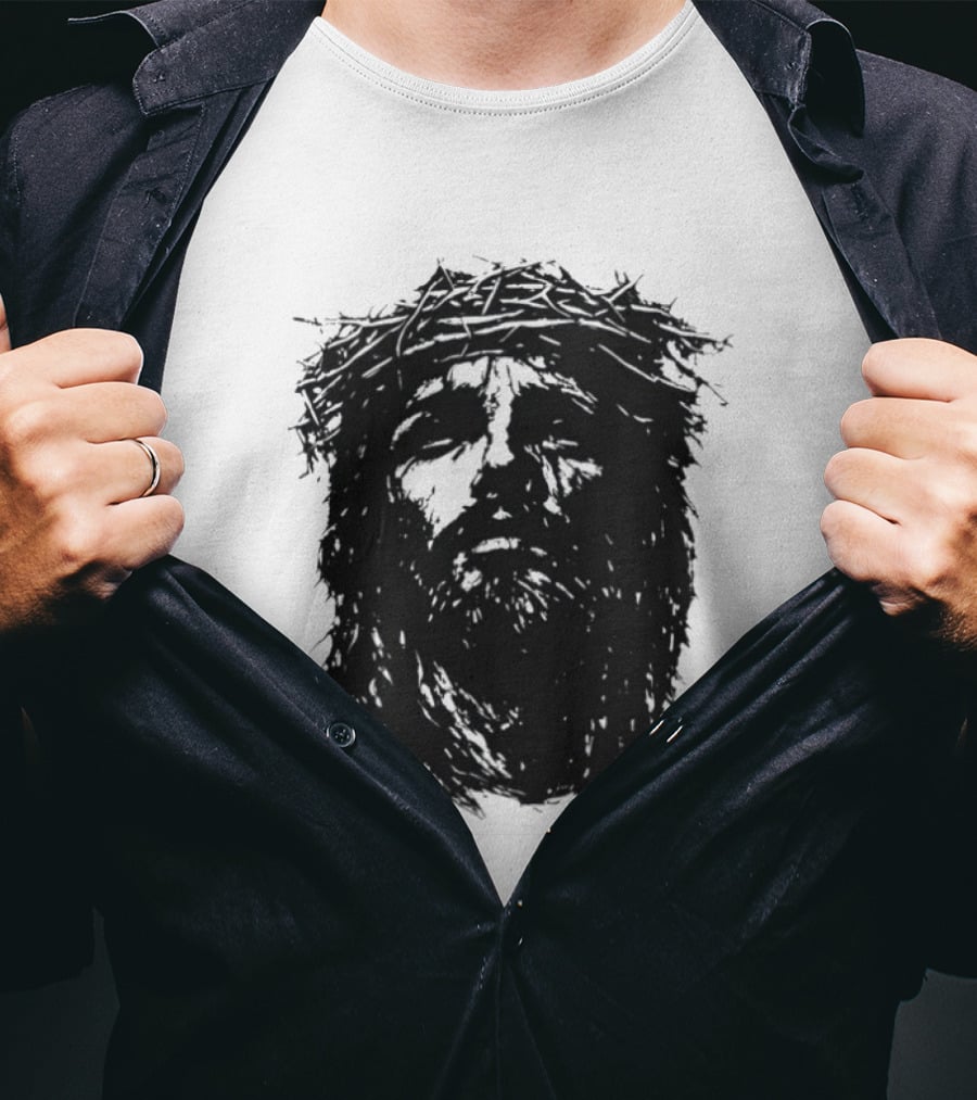 Unforsaken No Greater Love Jesus Crown Of Thorns Face T-Shirt
