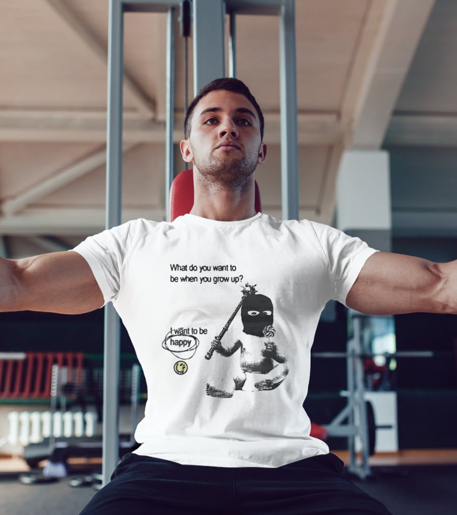 What Do You Want To Be When You Grow Up I Want To Be Happy Baby Ninja With Lollipop T-Shirt