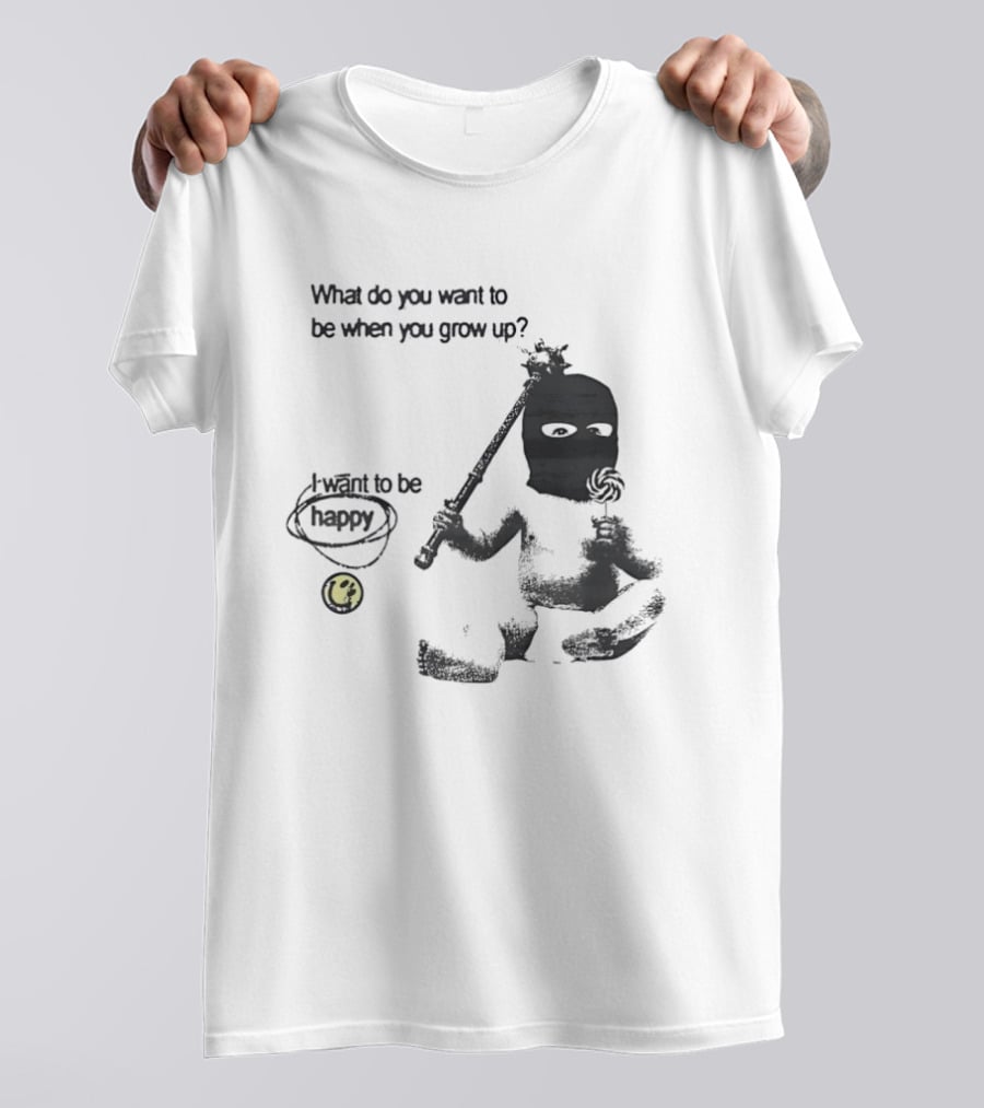 What Do You Want To Be When You Grow Up I Want To Be Happy Baby Ninja With Lollipop T-Shirt