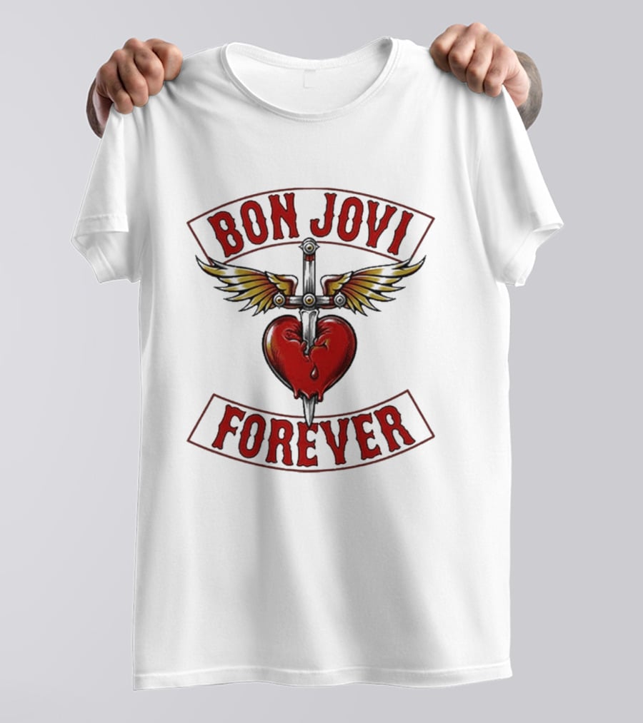 Bon Jovi Forever Heart With Wings And Dagger T-Shirt