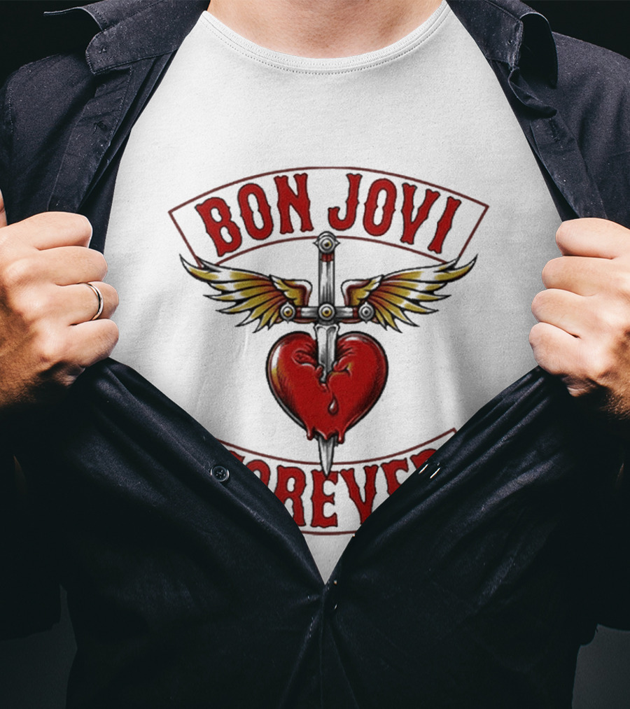 Bon Jovi Forever Heart With Wings And Dagger T-Shirt