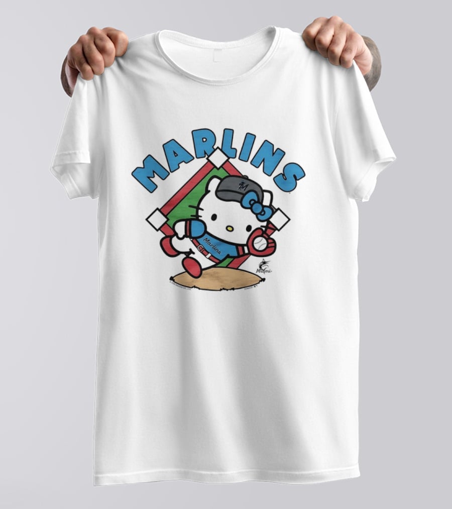Hello Kitty Miami Marlins Catch Collaboration T-Shirt