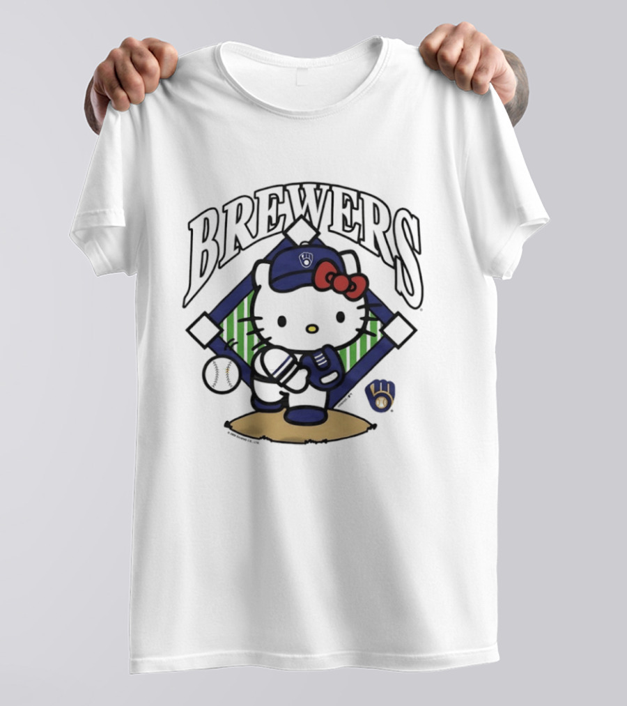 Hello Kitty Milwaukee Brewers Baseball Collaboration T-Shirt