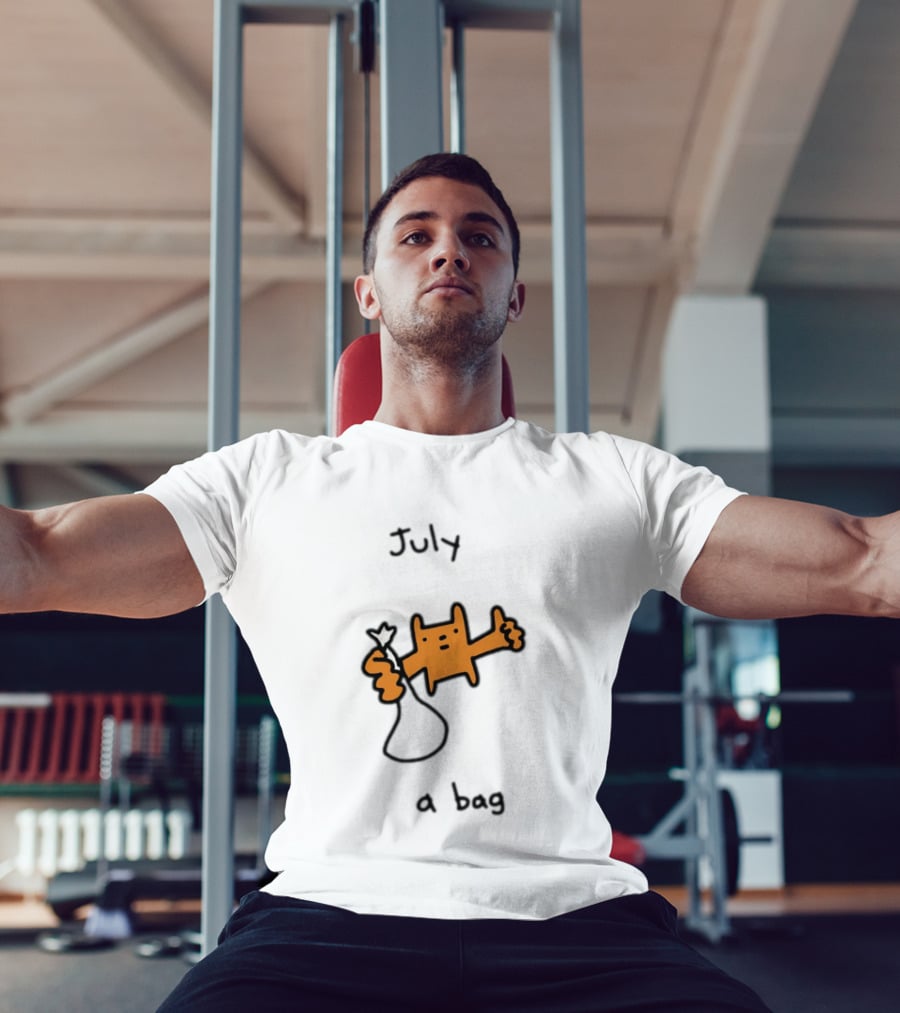 July A Bag Orange Character Doodle With White Knot Balloon T-Shirt