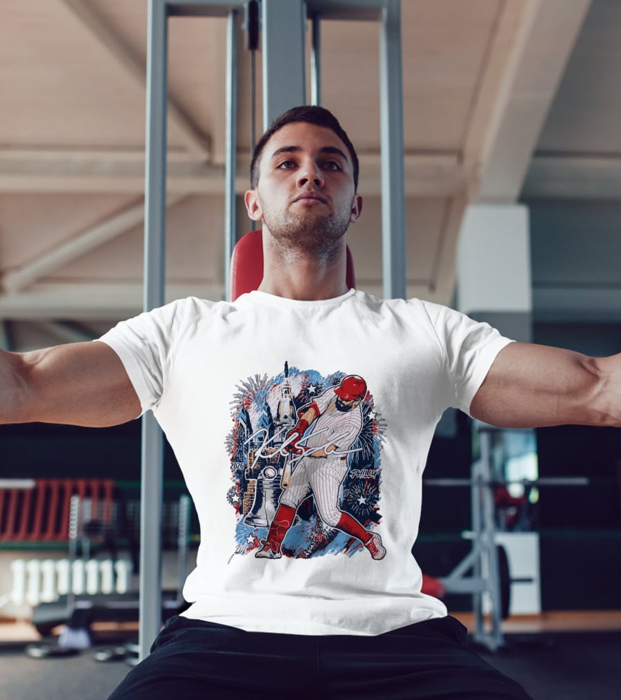 Kyle Schwarber Philly 2026 Swinging Bat Fireworks Liberty Bell T-Shirt