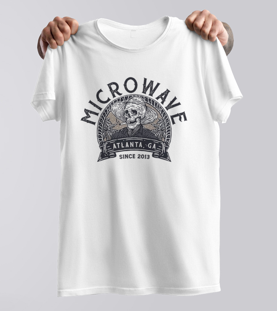 Microwave Atlanta GA Since 2013 Skull Straw Hat T-Shirt