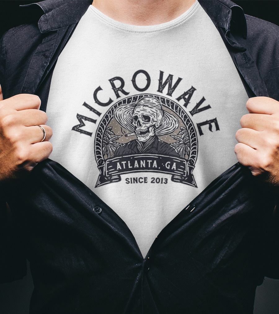 Microwave Atlanta GA Since 2013 Skull Straw Hat T-Shirt