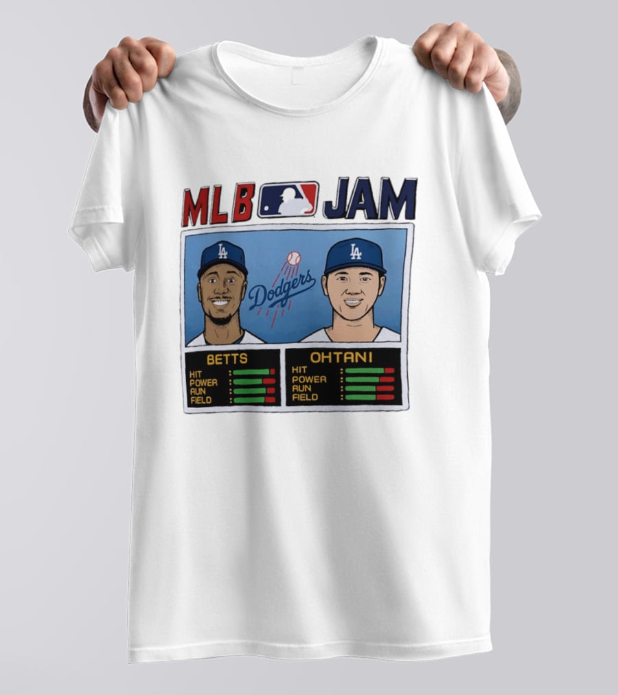 MLB Jam Mookie Betts Shohei Ohtani Dodgers Hit Power Run Field T-Shirt