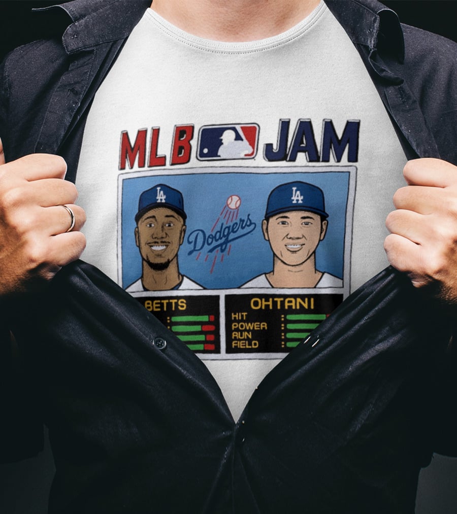 MLB Jam Mookie Betts Shohei Ohtani Dodgers Hit Power Run Field T-Shirt