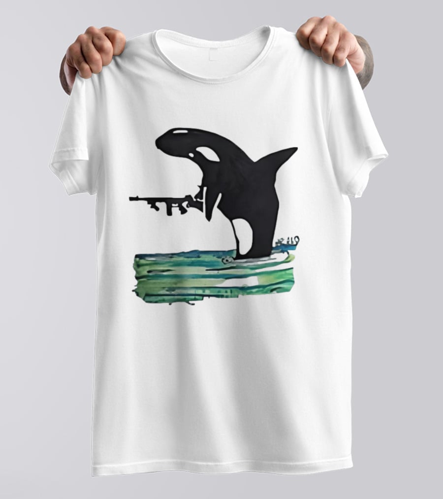 Orca Whale Holding A Machine Gun T-Shirt