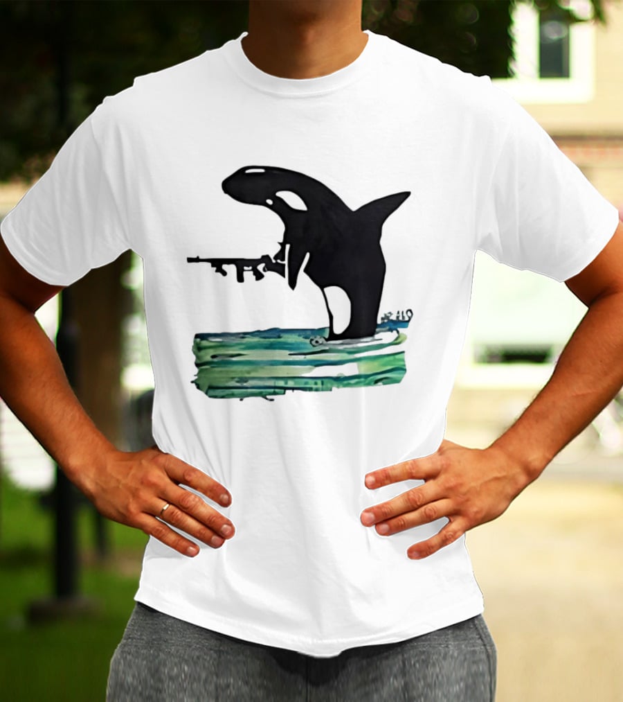 Orca Whale Holding A Machine Gun T-Shirt