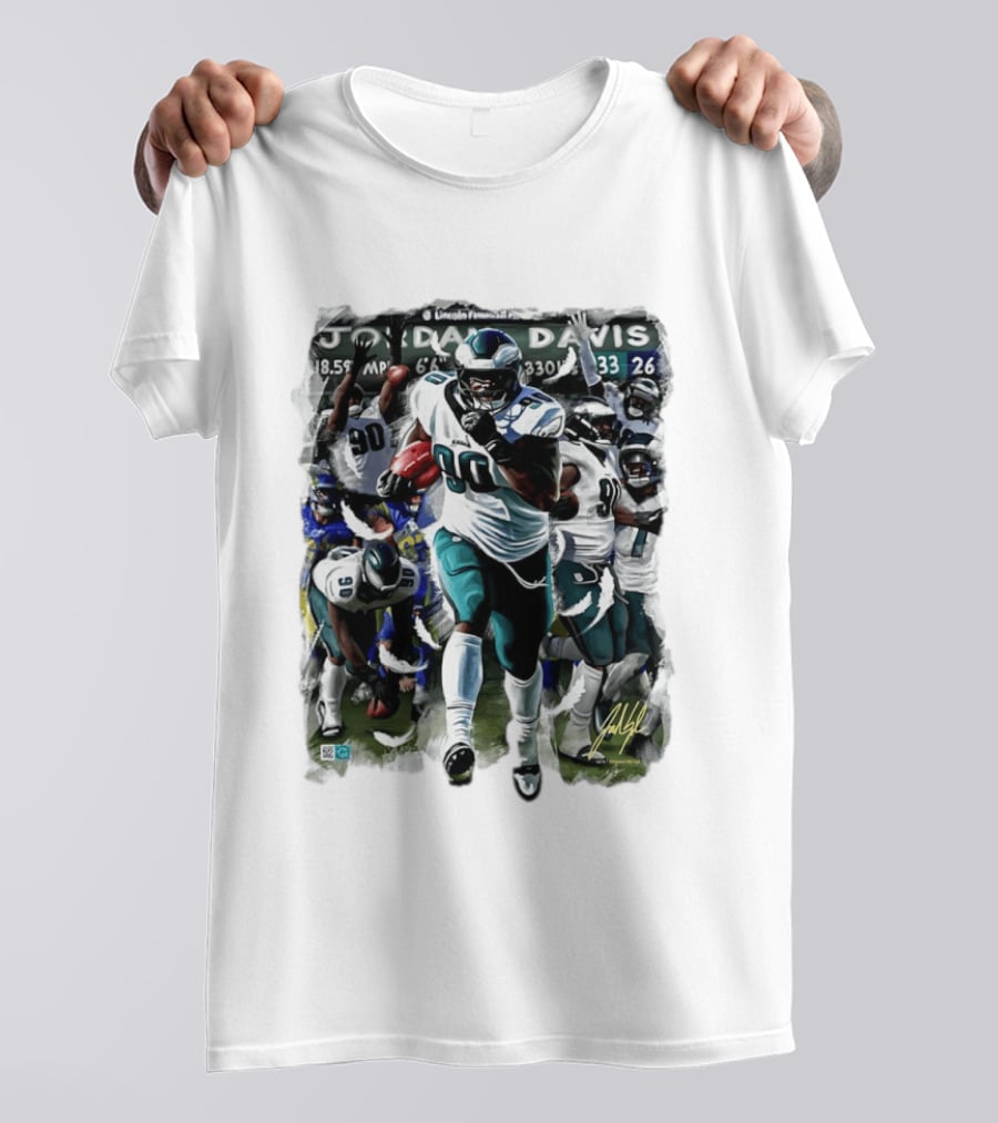 Philadelphia Eagles Jordan Davis THICC SIX 90 Lincoln Financial Field T-Shirt