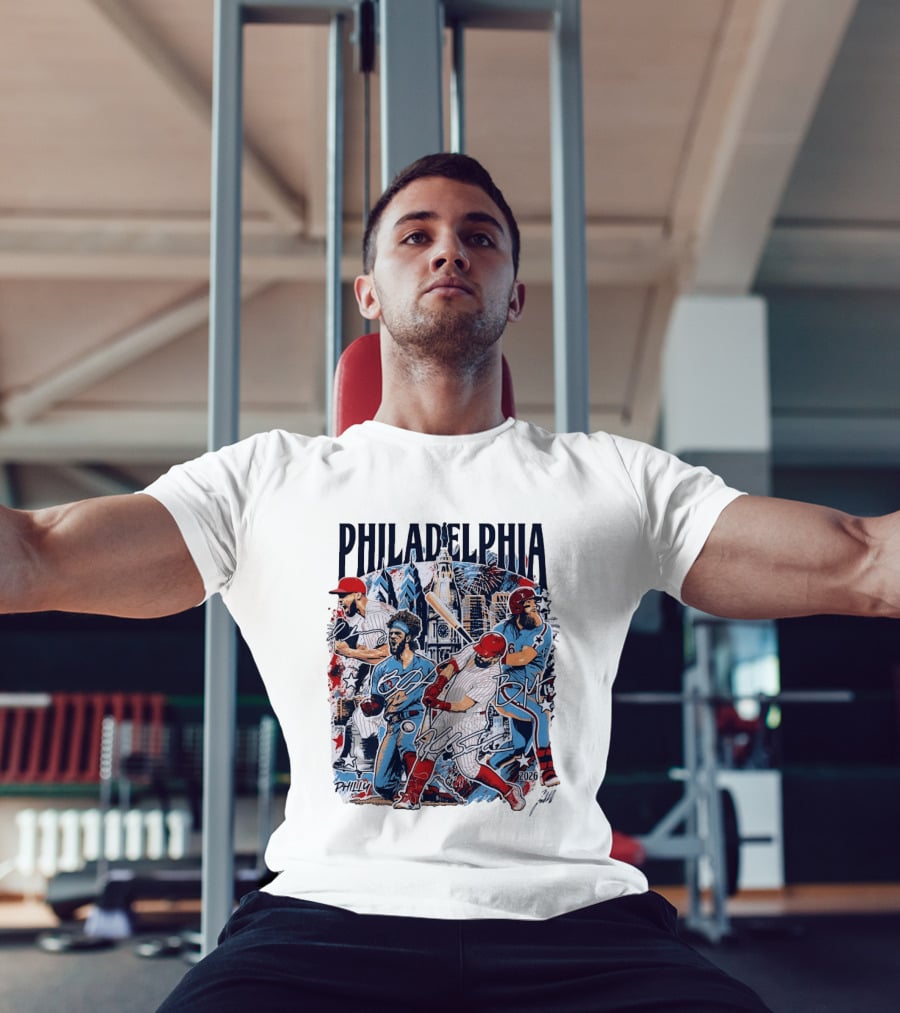 Philadelphia Phillies Stars Skyline 2026 Philly Batter Montage T-Shirt