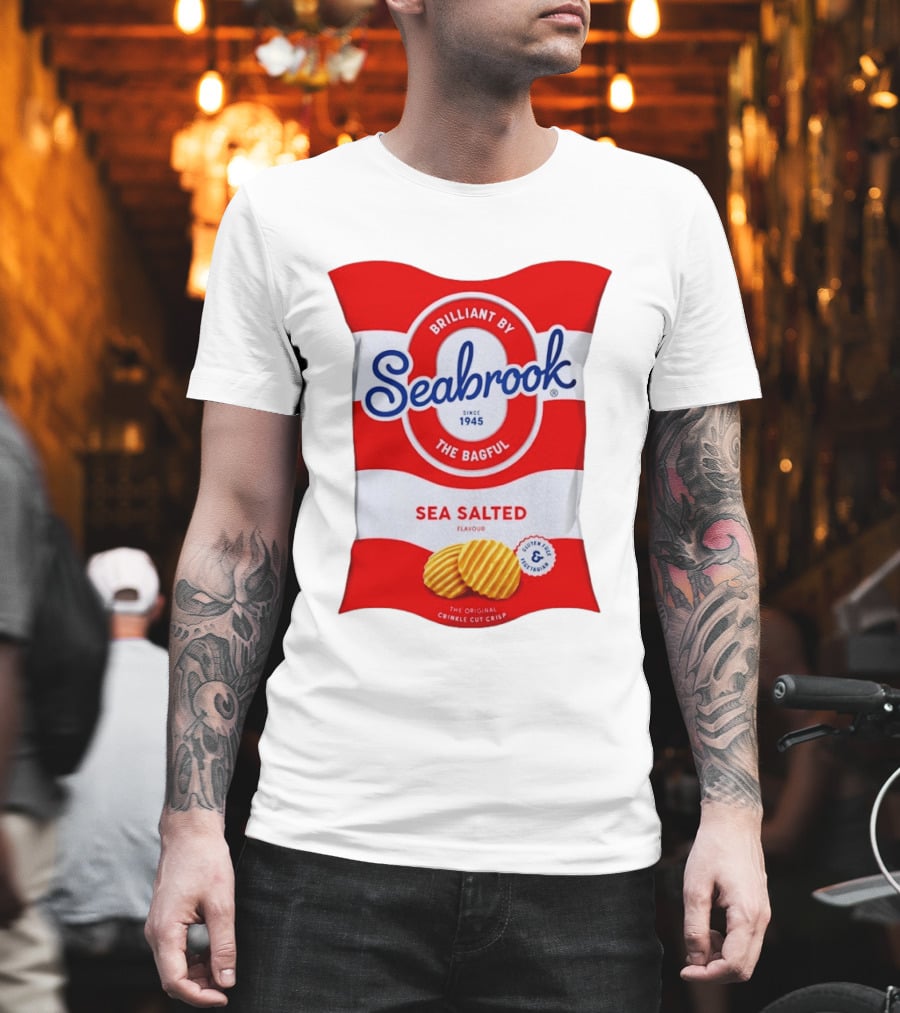 Seabrook Brilliant By The Bagful Sea Salted Flavour Since 1945 Crinkle Cut Crisps Gluten Free Vegetarian T-Shirt