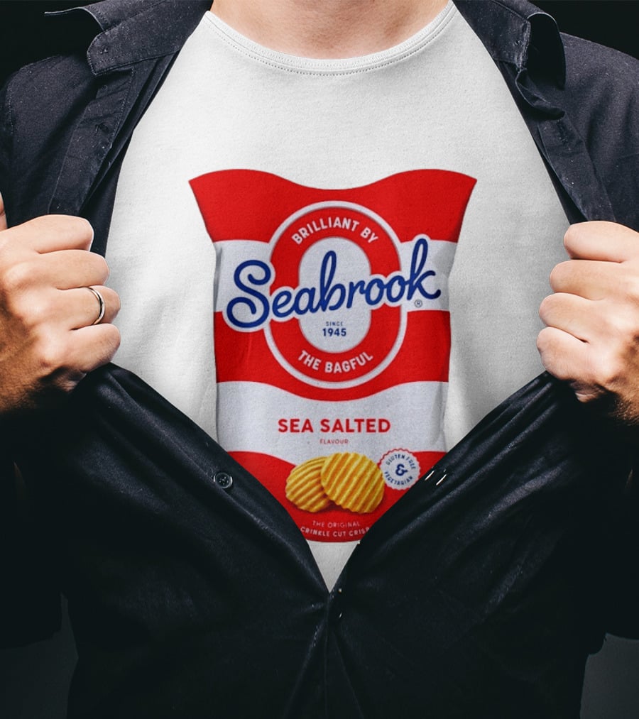 Seabrook Brilliant By The Bagful Sea Salted Flavour Since 1945 Crinkle Cut Crisps Gluten Free Vegetarian T-Shirt