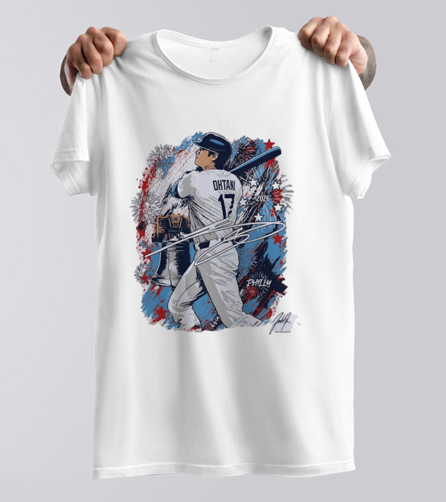 Shohei Ohtani 2026 Philly Liberty Bell Baseball Fireworks T-Shirt