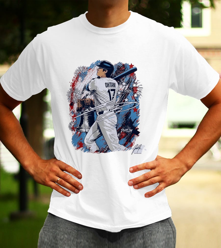 Shohei Ohtani 2026 Philly Liberty Bell Baseball Fireworks T-Shirt
