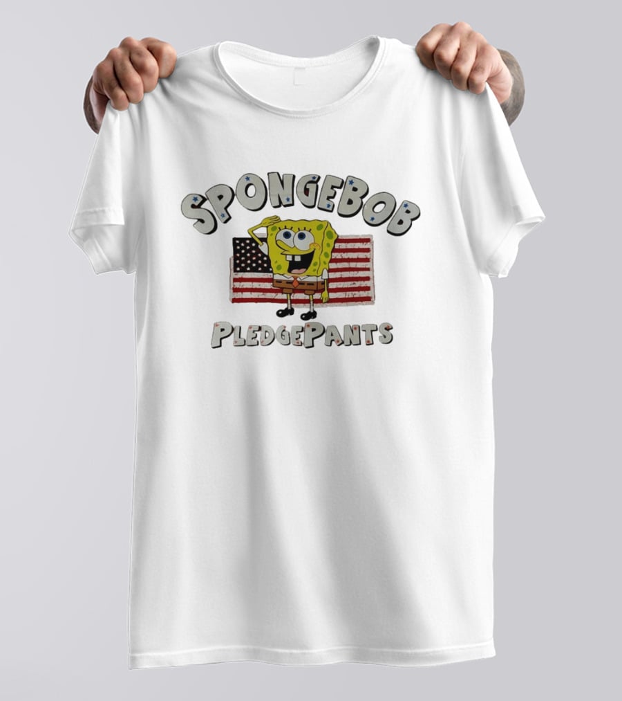 Spongebob Pledgepants American Flag Salute T-Shirt